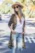 Print Colorblock Long Cardigan